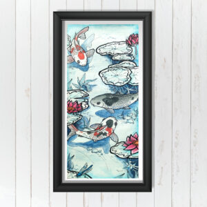 illustration carpe koï, estampes japonaises